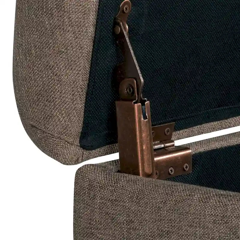 Banc de rangement rembourré à boutons capitonnés marron avec couvercle à charnière pour chambre à coucher