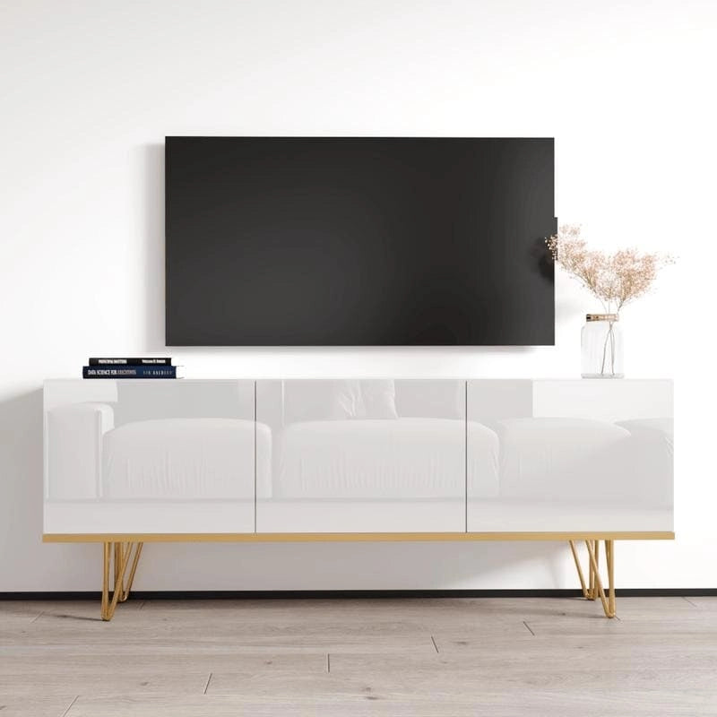 Buffet contemporain de 63 pouces avec compartiments de rangement spacieux