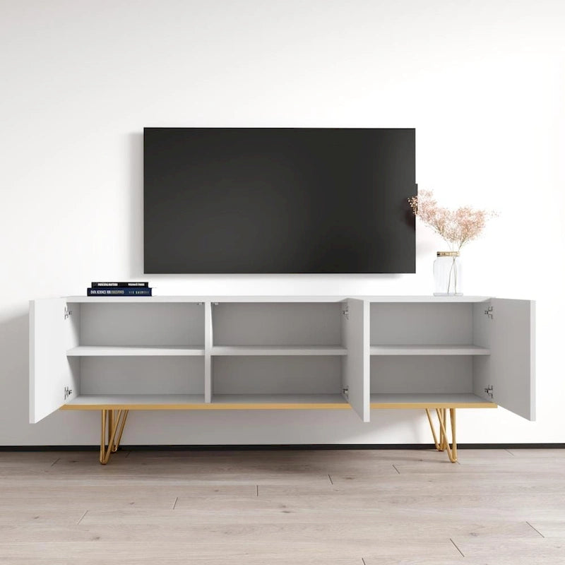 Buffet contemporain de 63 pouces avec compartiments de rangement spacieux