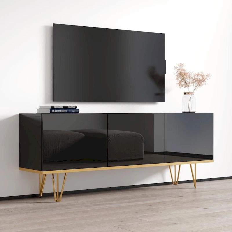 Buffet contemporain de 63 pouces avec compartiments de rangement spacieux