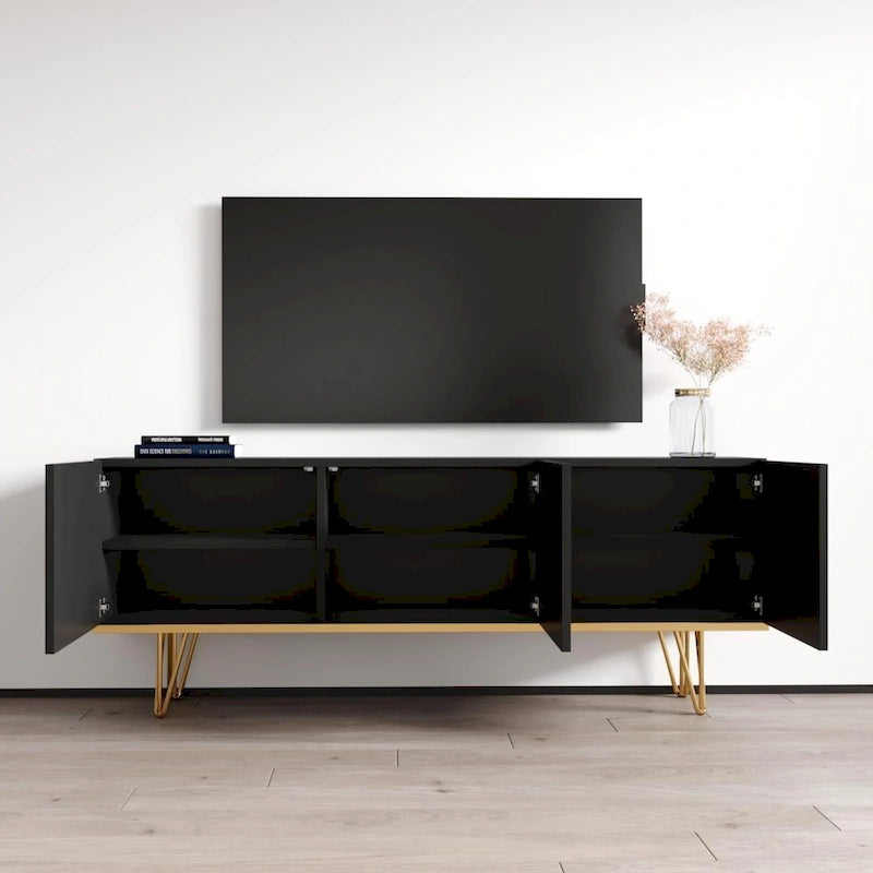 Buffet contemporain de 63 pouces avec compartiments de rangement spacieux