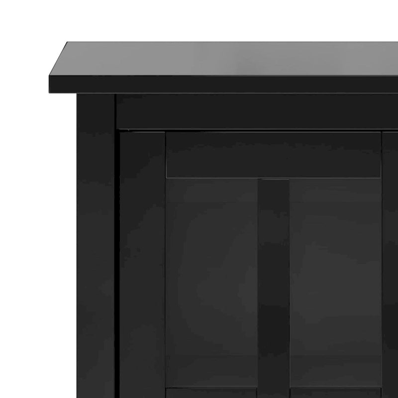 Meuble de rangement bas transitionnel en bois massif de 32 pouces de large avec étagères intérieures pour salon