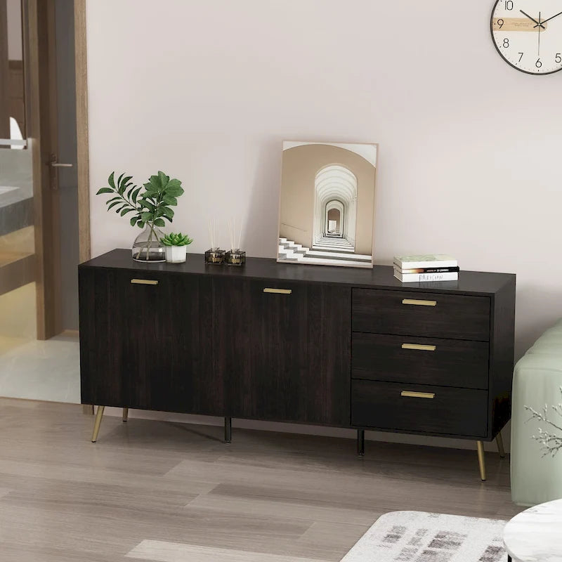 Buffets avec rangement et tiroirs, Espresso/Blanc - 69L