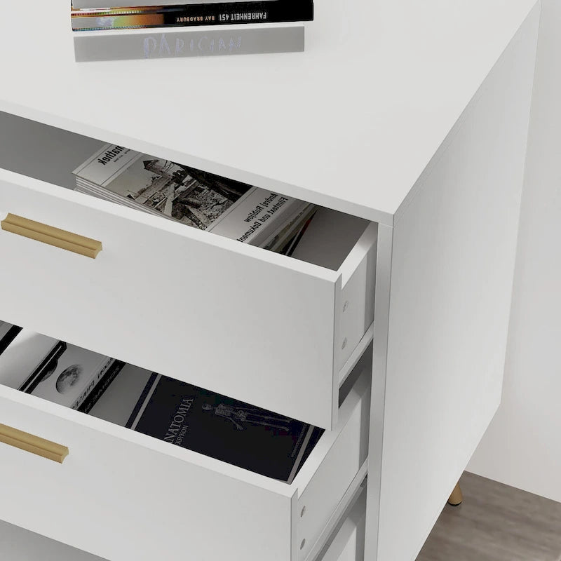 Buffets avec rangement et tiroirs, Espresso/Blanc - 69L