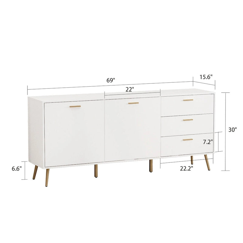 Buffets avec rangement et tiroirs, Espresso/Blanc - 69L
