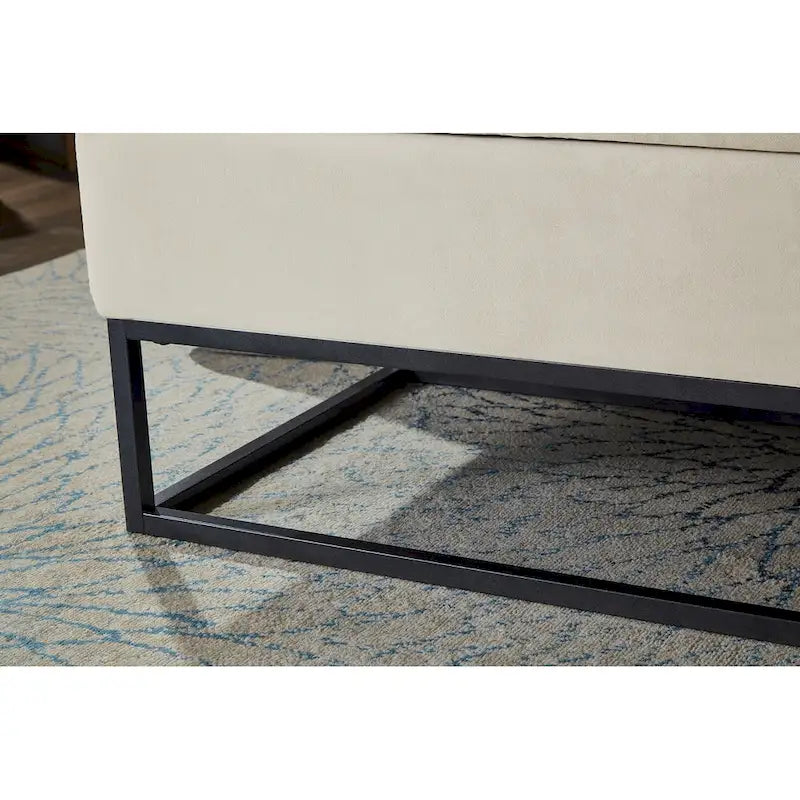 Banc de lit de 58,6 pouces avec base en métal et compartiment de rangement dissimulé pour chambre à coucher