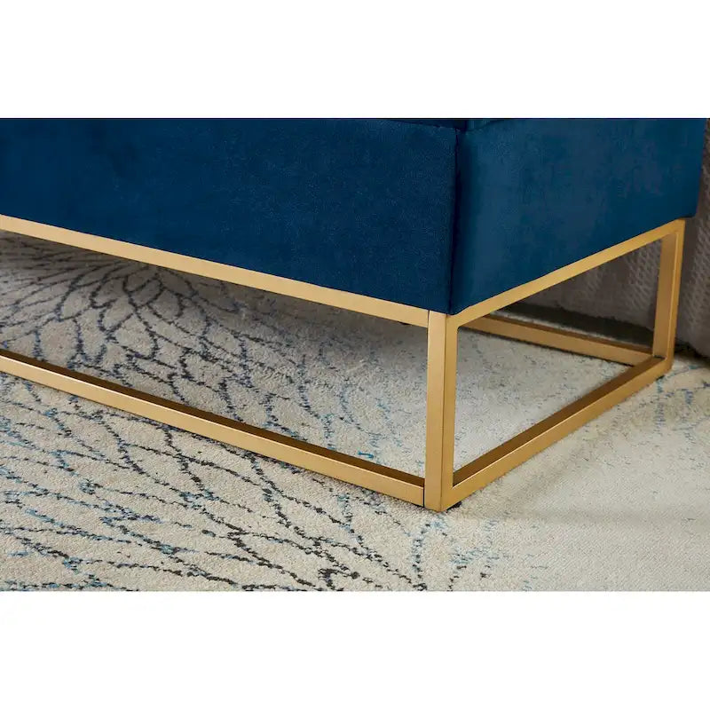 Banc de lit de 58,6 pouces avec base en métal et compartiment de rangement dissimulé pour chambre à coucher