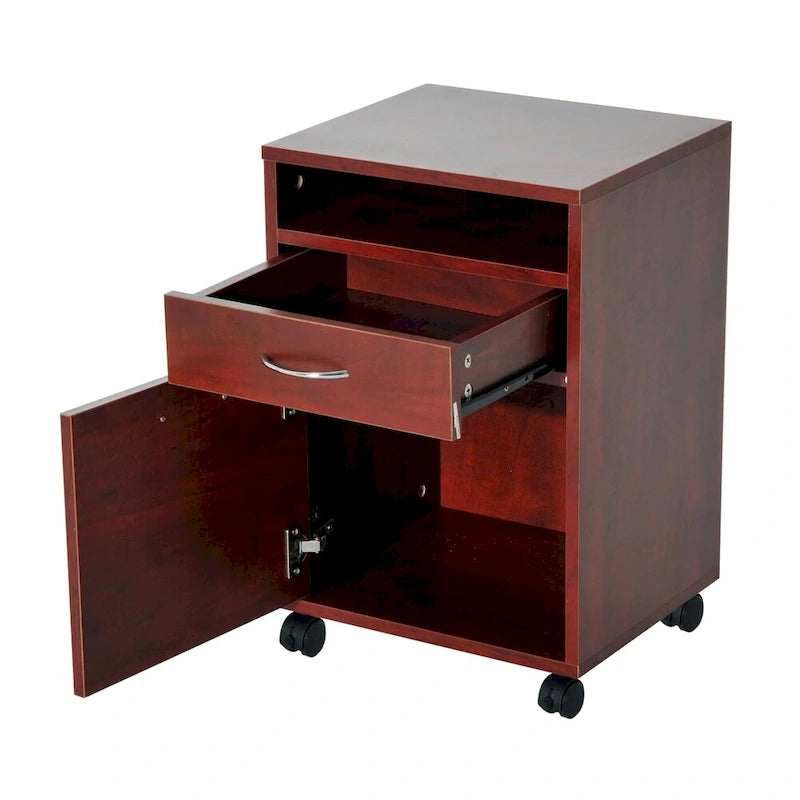 Chariot mobile pour imprimante 24 avec 2 tiroirs, marron - 15,7*13,8*23,6