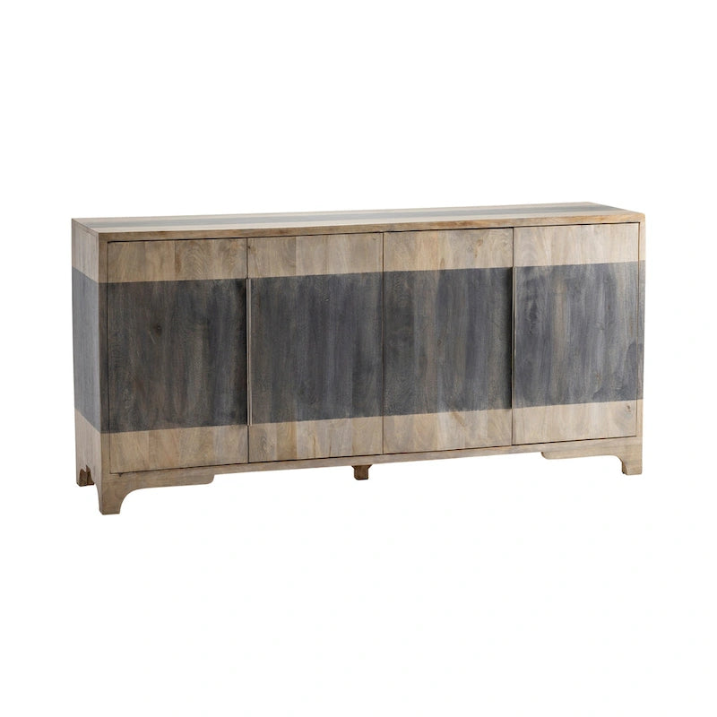 Buffet de salon en bois de manguier à quatre portes et deux tons, armoire de bar à café - 70L x 18P x 33,5H