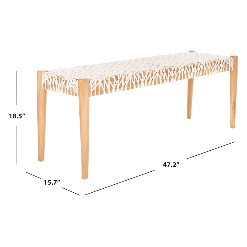 Banc d'appoint de 47 pouces avec cadre en bois et revêtement en cuir pour chambre ou salon