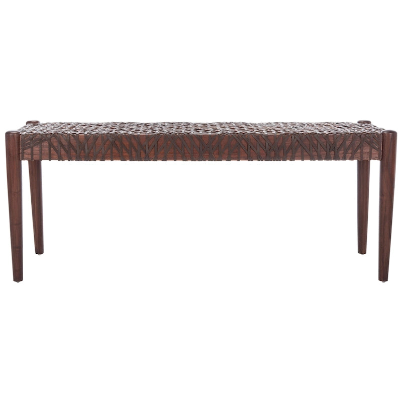 Banc d'appoint de 47 pouces avec cadre en bois et revêtement en cuir pour chambre ou salon