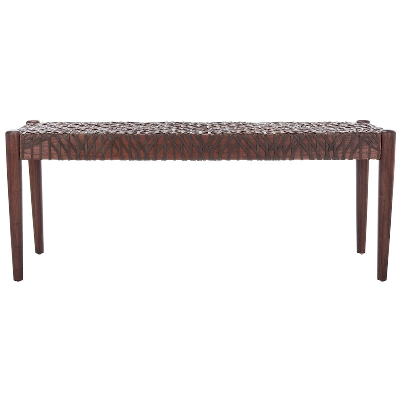 Banc d'appoint de 47 pouces avec cadre en bois et revêtement en cuir pour chambre ou salon