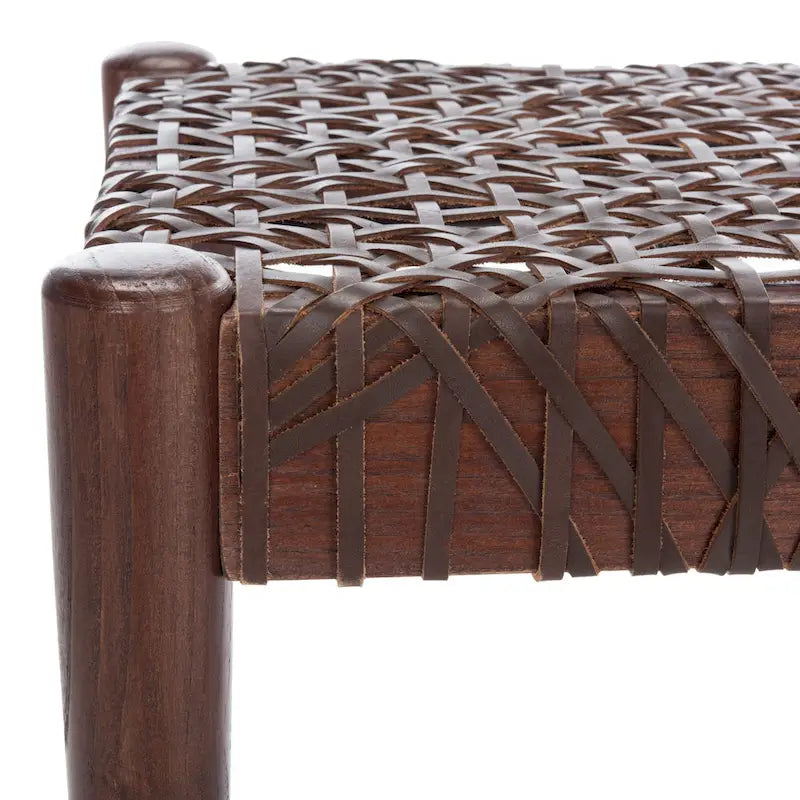 Banc d'appoint de 47 pouces avec cadre en bois et revêtement en cuir pour chambre ou salon