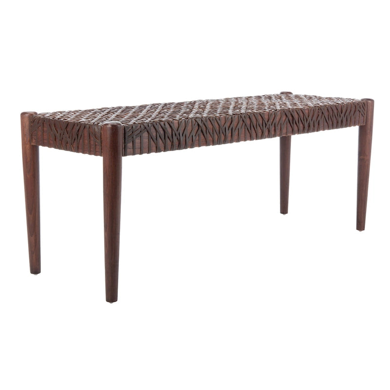 Banc d'appoint de 47 pouces avec cadre en bois et revêtement en cuir pour chambre ou salon