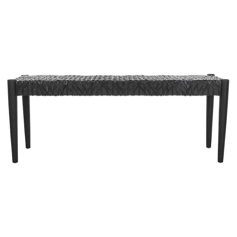 Banc d'appoint de 47 pouces avec cadre en bois et revêtement en cuir pour chambre ou salon