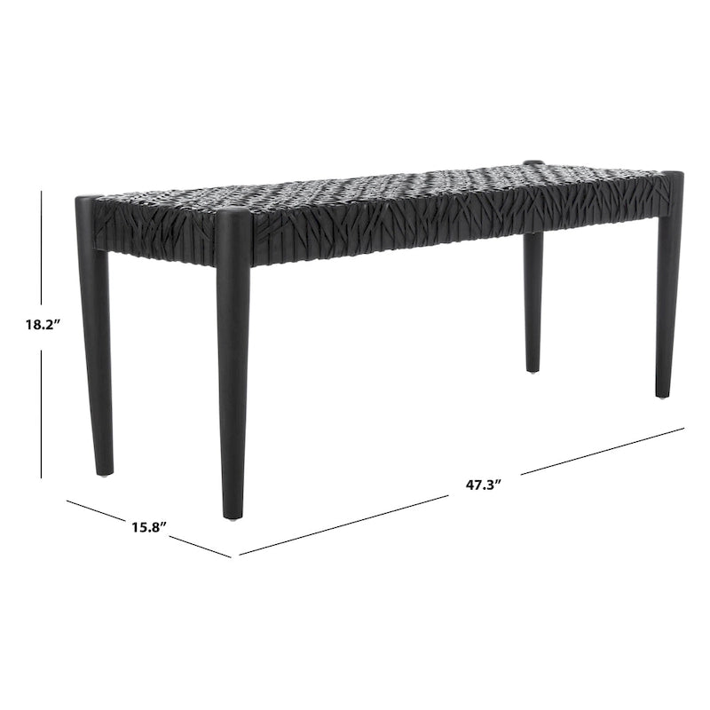Banc d'appoint de 47 pouces avec cadre en bois et revêtement en cuir pour chambre ou salon