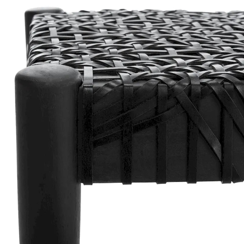 Banc d'appoint de 47 pouces avec cadre en bois et revêtement en cuir pour chambre ou salon