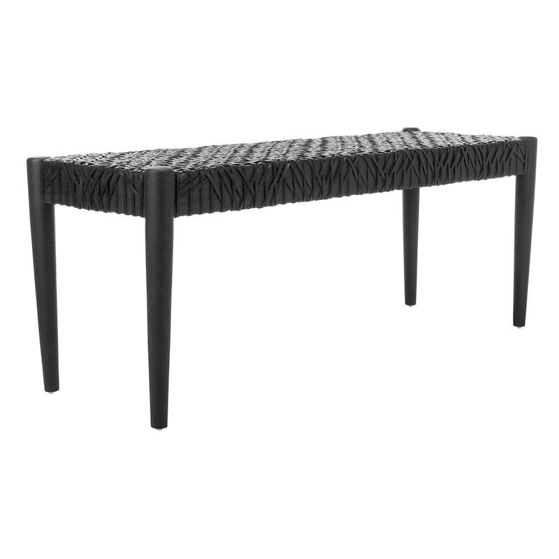 Banc d'appoint de 47 pouces avec cadre en bois et revêtement en cuir pour chambre ou salon