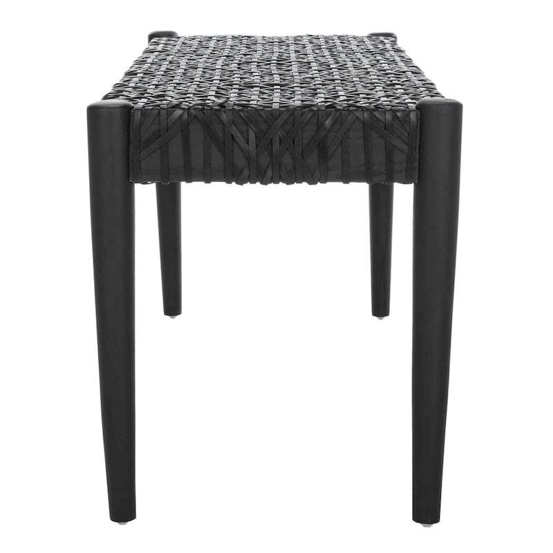 Banc d'appoint de 47 pouces avec cadre en bois et revêtement en cuir pour chambre ou salon