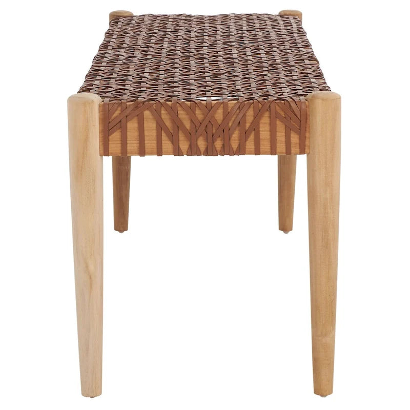 Banc d'appoint de 47 pouces avec cadre en bois et revêtement en cuir pour chambre ou salon