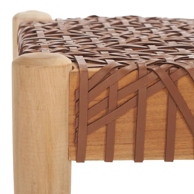 Banc d'appoint de 47 pouces avec cadre en bois et revêtement en cuir pour chambre ou salon