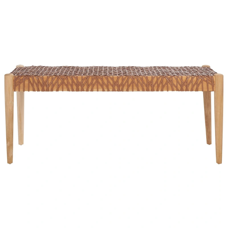 Banc d'appoint de 47 pouces avec cadre en bois et revêtement en cuir pour chambre ou salon