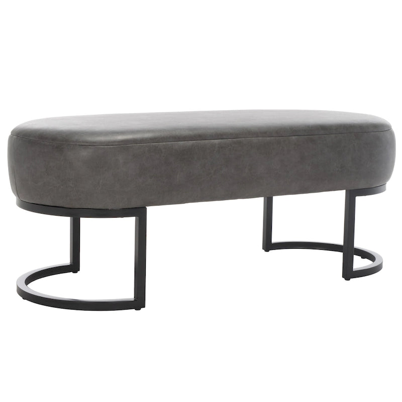 Banc d'appoint ovale capitonné de 50 pouces avec pieds en bois massif pour salon ou chambre à coucher