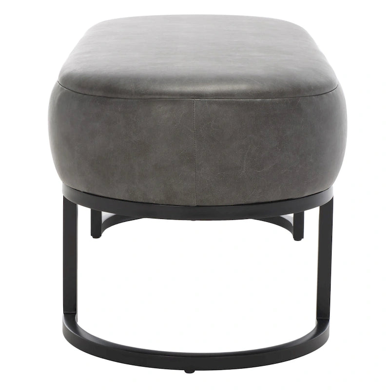 Banc d'appoint ovale capitonné de 50 pouces avec pieds en bois massif pour salon ou chambre à coucher