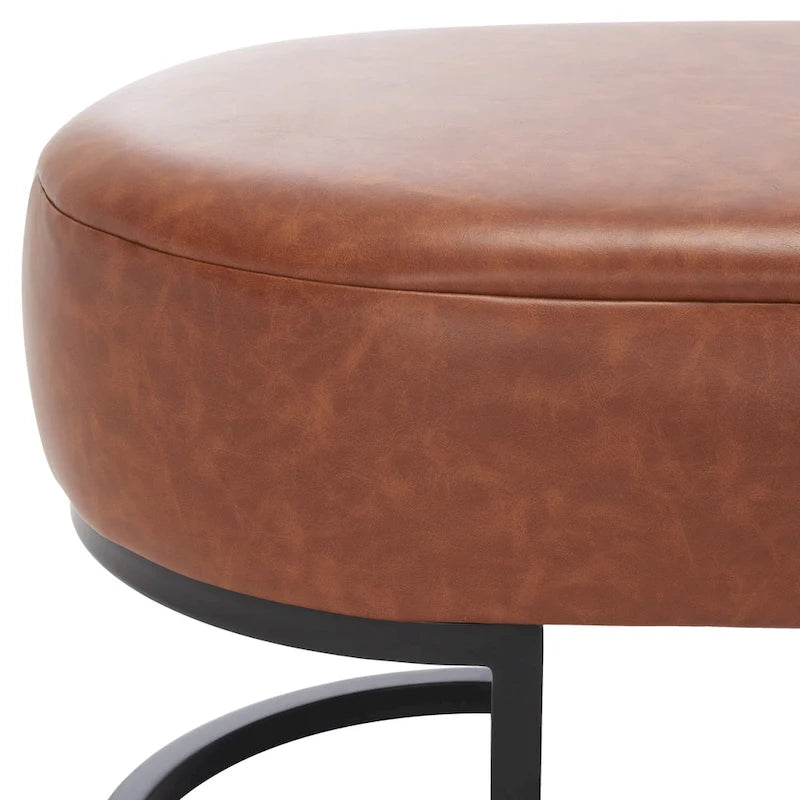 Banc d'appoint ovale capitonné de 50 pouces avec pieds en bois massif pour salon ou chambre à coucher