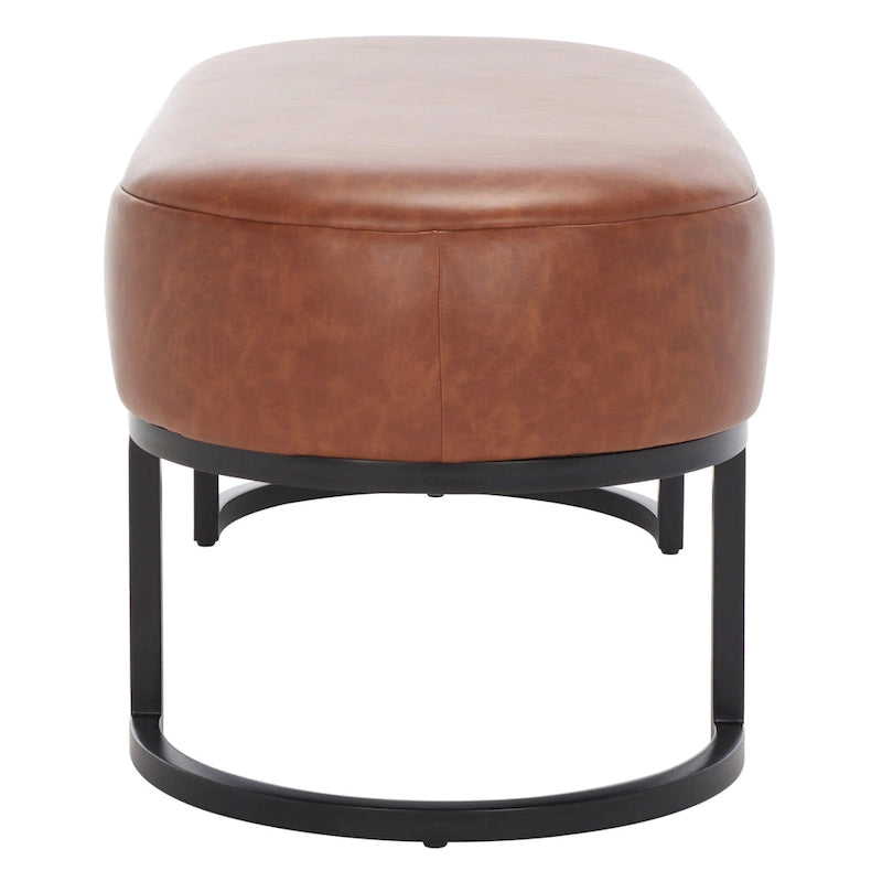 Banc d'appoint ovale capitonné de 50 pouces avec pieds en bois massif pour salon ou chambre à coucher