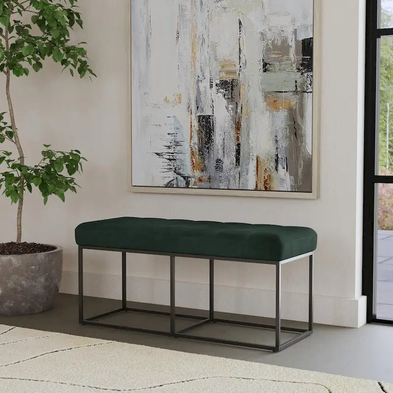 Banc de rangement rembourré avec coussin pour entrée, chambre et salon