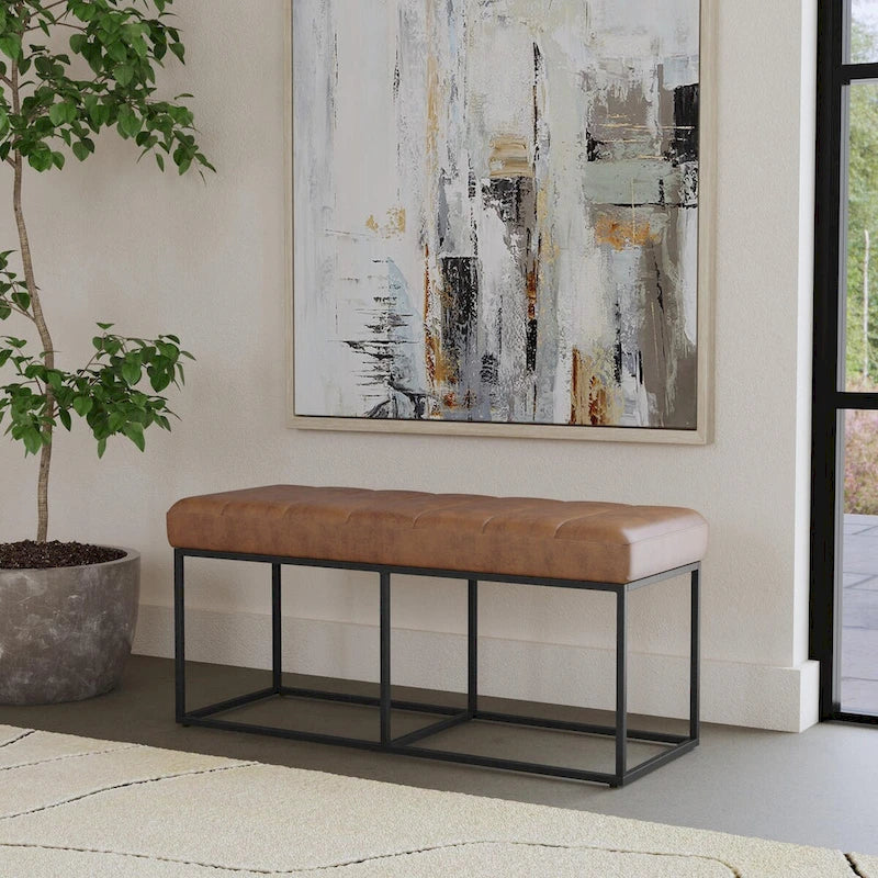 Banc de rangement rembourré avec coussin pour entrée, chambre et salon
