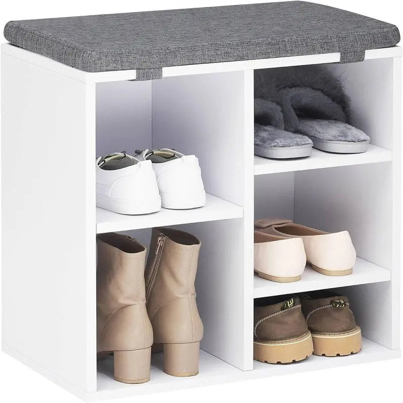 Banc à chaussures compact pour entrée avec compartiment de rangement dissimulé et structure en bois robuste