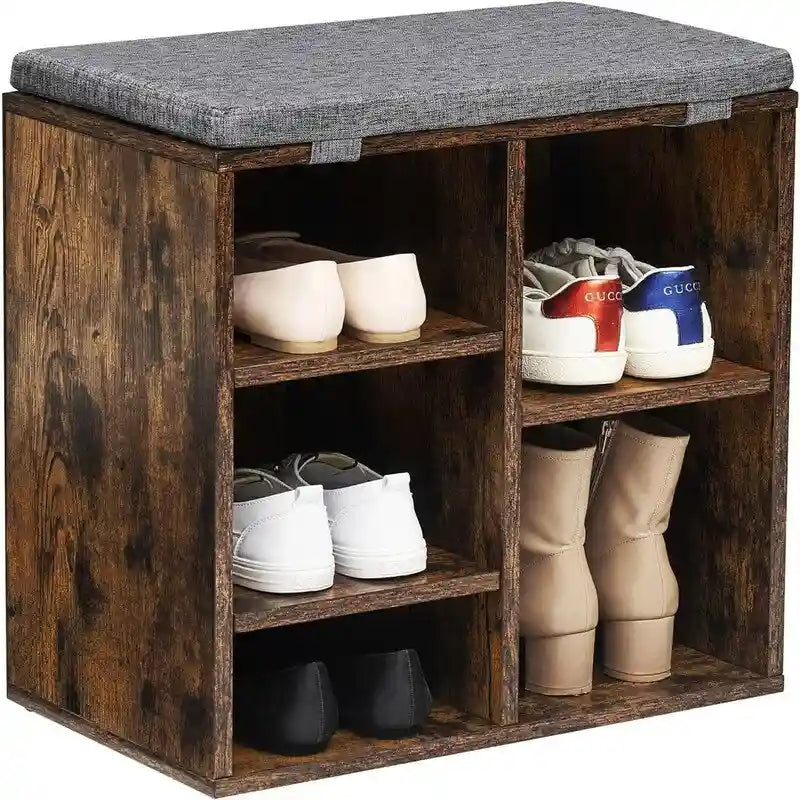 Banc à chaussures compact pour entrée avec compartiment de rangement dissimulé et structure en bois robuste