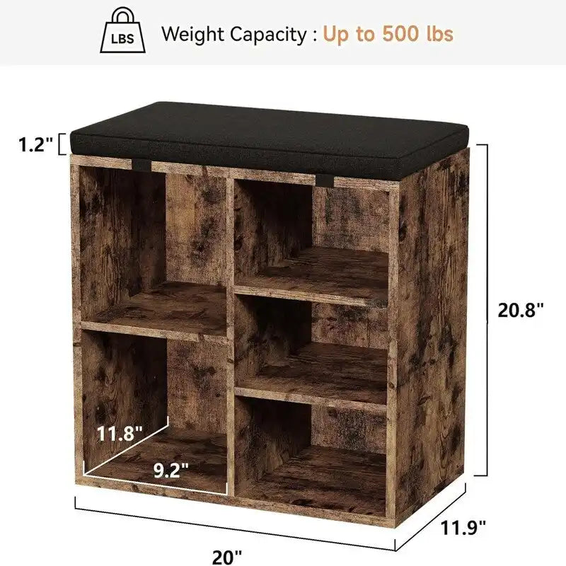 Banc à chaussures compact pour entrée avec compartiment de rangement dissimulé et structure en bois robuste