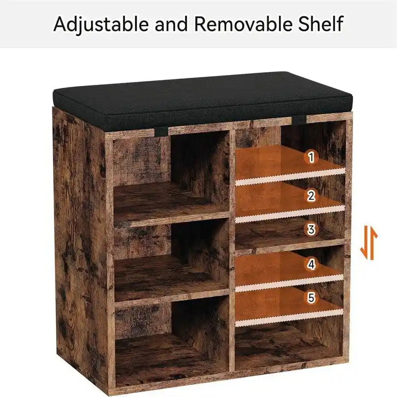 Banc à chaussures compact pour entrée avec compartiment de rangement dissimulé et structure en bois robuste
