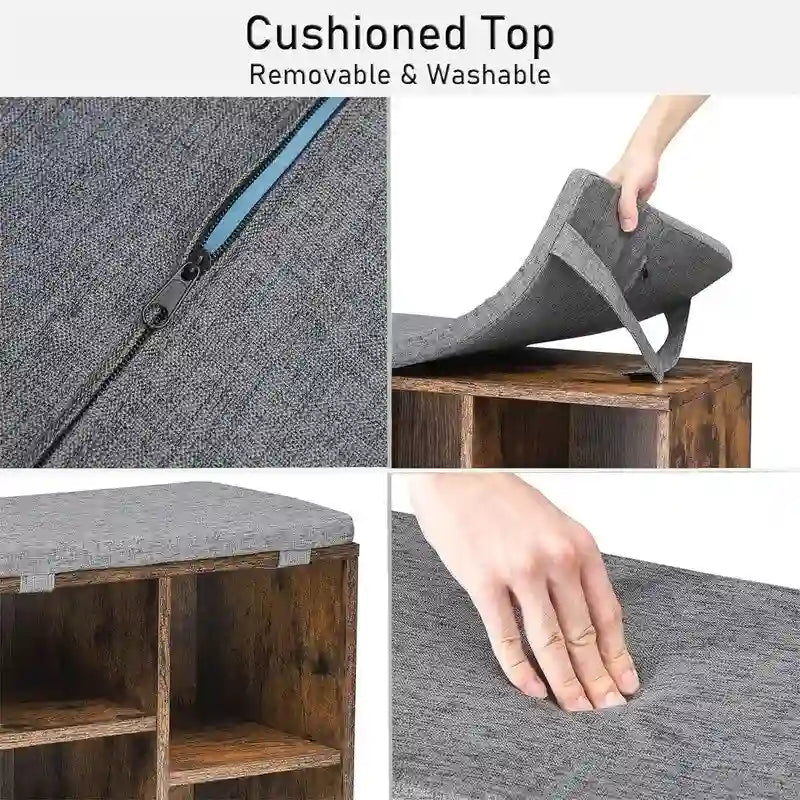 Banc à chaussures compact pour entrée avec compartiment de rangement dissimulé et structure en bois robuste