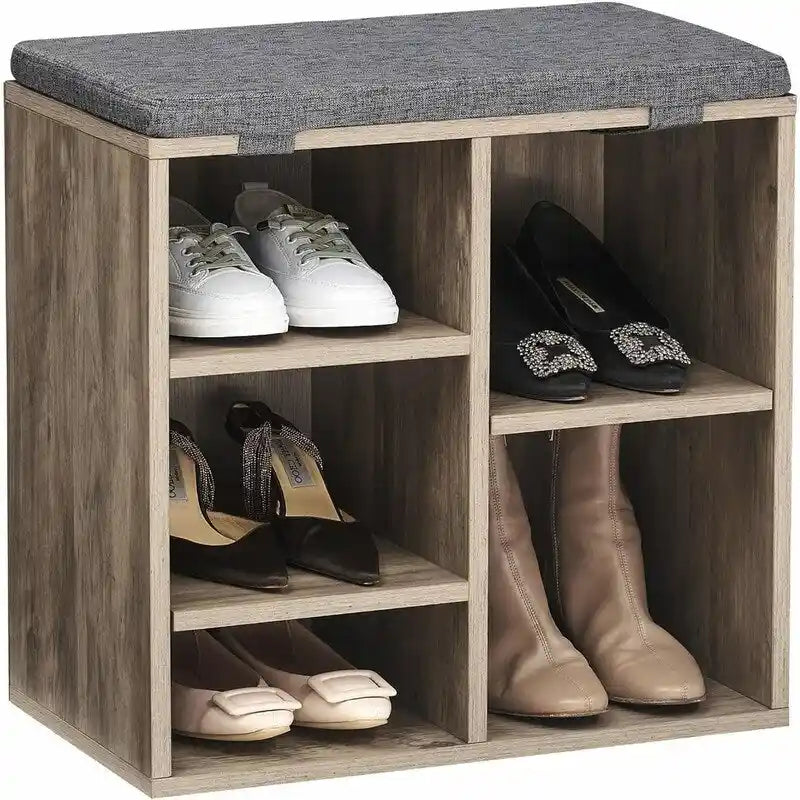Banc à chaussures compact pour entrée avec compartiment de rangement dissimulé et structure en bois robuste