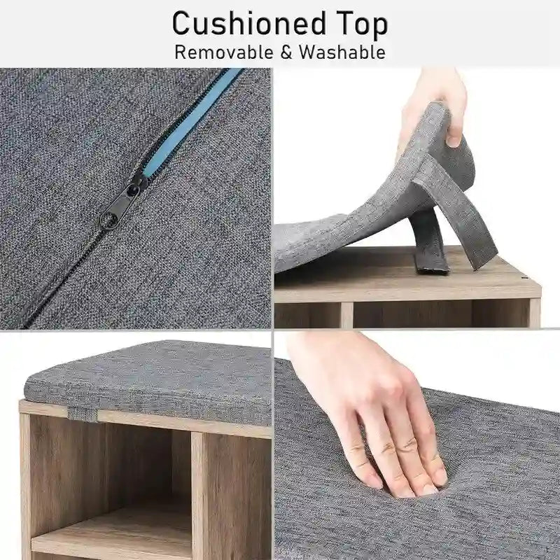 Banc à chaussures compact pour entrée avec compartiment de rangement dissimulé et structure en bois robuste