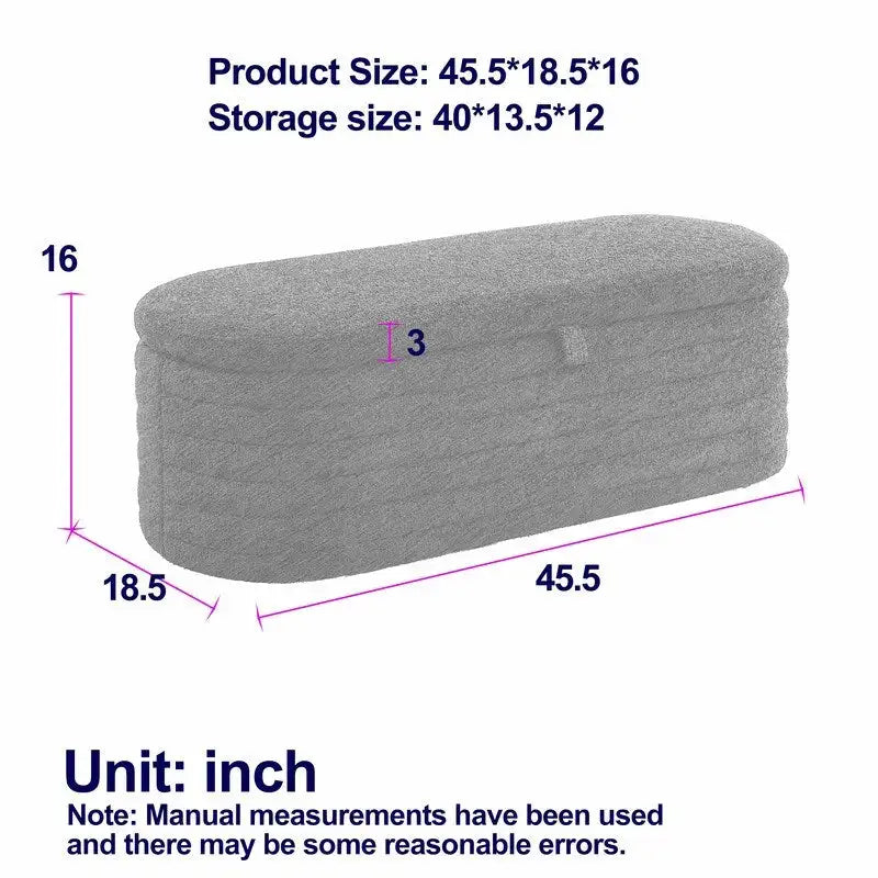 Banc de rangement rembourré en tissu avec couvercle à ouverture relevable et garnissage en mousse