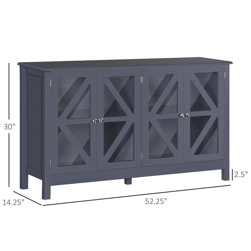 Bahut de cuisine avec portes vitrées et étagère de rangement réglable