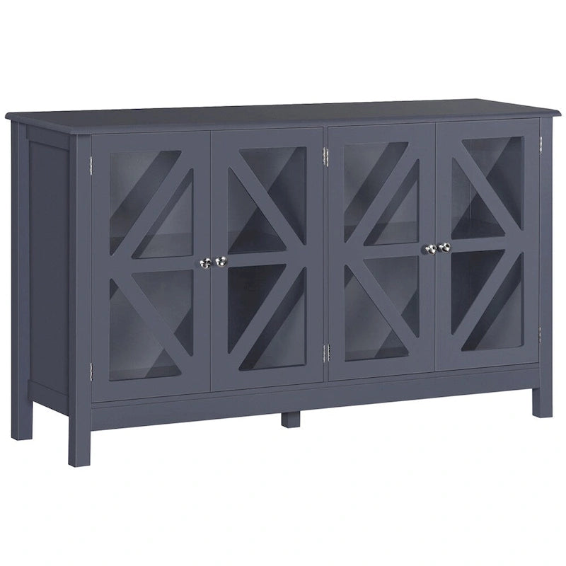 Bahut de cuisine avec portes vitrées et étagère de rangement réglable