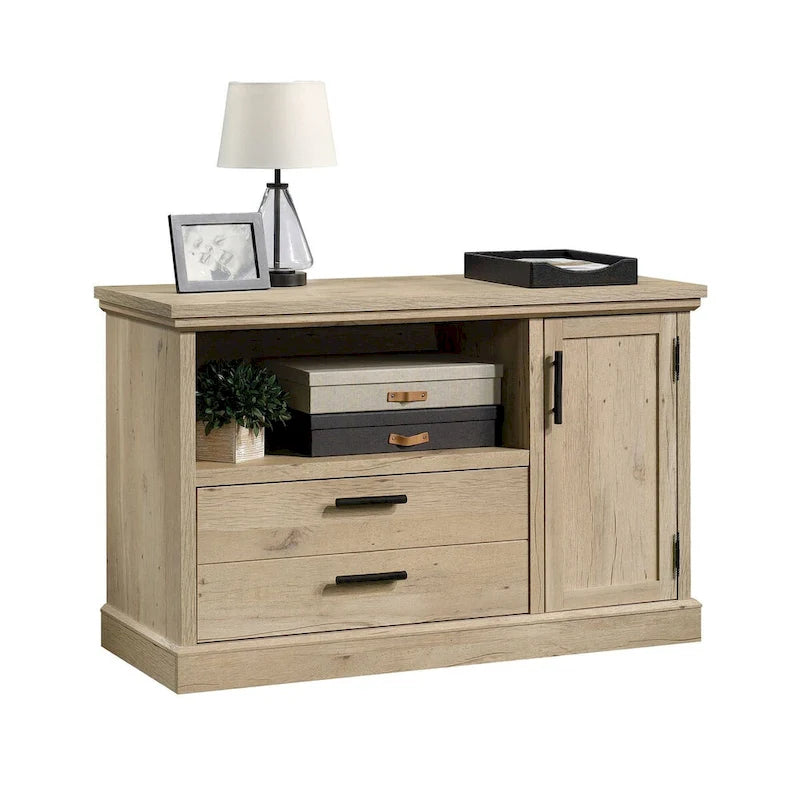 Petit buffet compact avec portes de rangement pour bureau ou salon