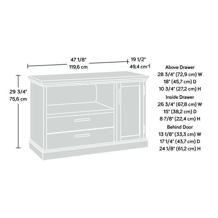 Petit buffet compact avec portes de rangement pour bureau ou salon