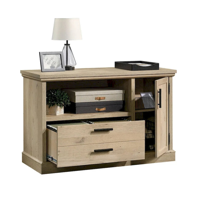 Petit buffet compact avec portes de rangement pour bureau ou salon
