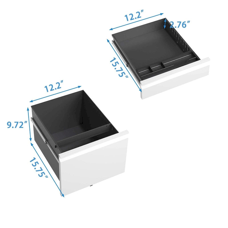 Caisson de bureau mobile 3 tiroirs avec serrure, classeur métallique pour organisation de bureau à domicile, format lettre/légal/A4, entièrement assemblé