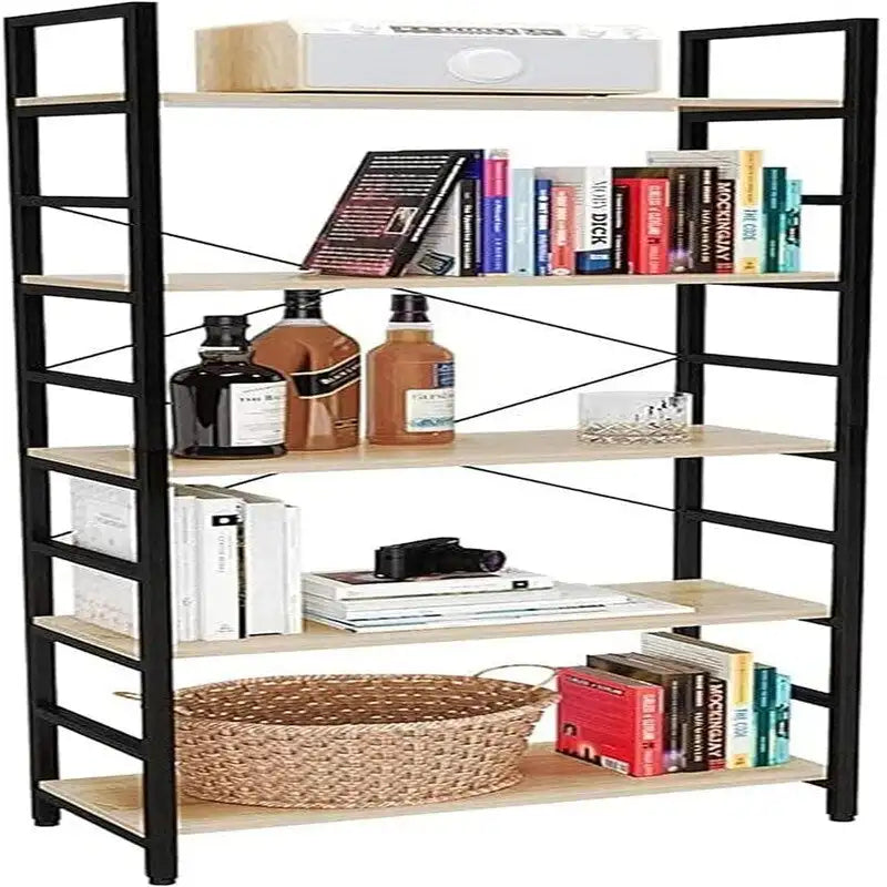 Bibliothèque ouverte à 5 niveaux avec étagères réglables pour salon et bureau à domicile