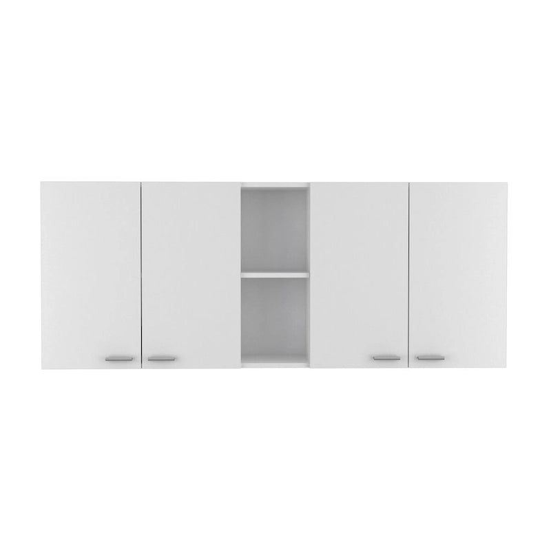 Armoire de rangement murale à deux portes, avec deux étagères extérieures et deux étagères intérieures