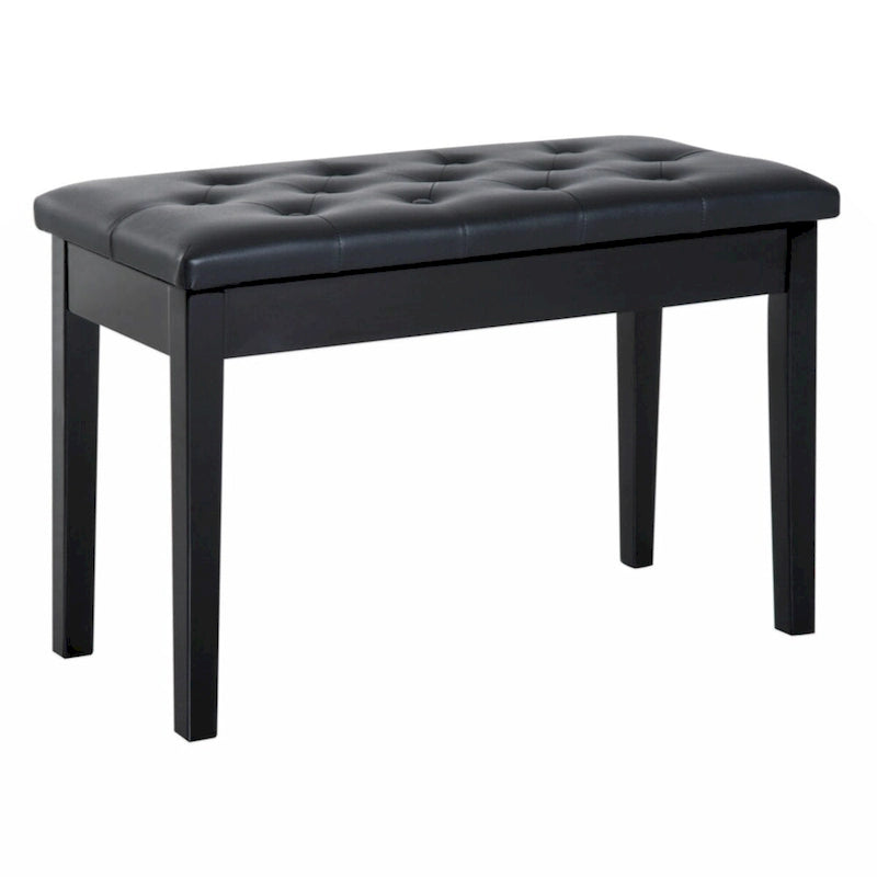 Tabouret de piano Duet avec coussin rembourré en similicuir et cadre en bois, banc de clavier capitonné, noir
