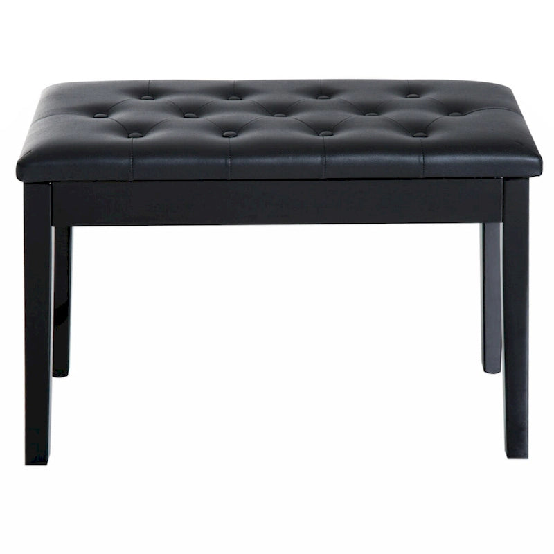 Tabouret de piano Duet avec coussin rembourré en similicuir et cadre en bois, banc de clavier capitonné, noir